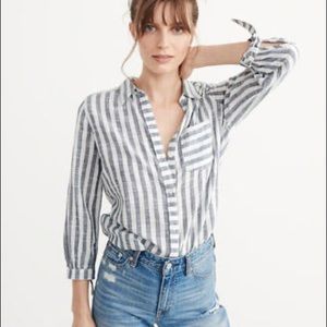 ABERCROMBIE & FITCH TIE SLEEVE STRIPED SHIRT NWOT